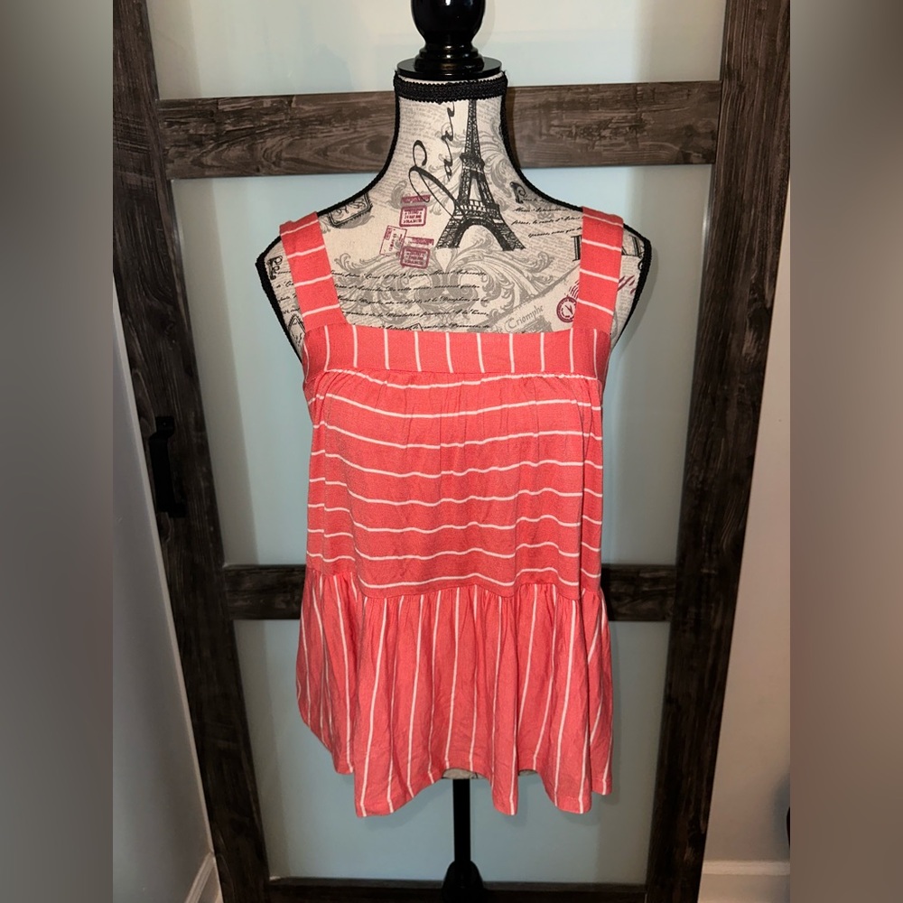 Pinky Red Striped Women's oversized Tank Top NWT